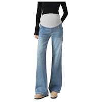 Olamao Schwangerschafts-Jeans ausgestellt mit verstellbarer Taille – Life Comfort Übergrößen für Frauen unter 170 cm, Utility-Taschen, L