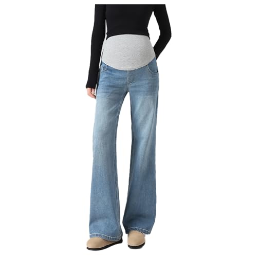 Olamao Vaqueros para embarazo con cintura ajustable – Life Comfort talla grande para mujeres menores de 170 cm, bolsillos utility, Type-3301, M