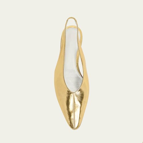 Women's White Slingback Ballet Flats Leather Pointed Closed Toe Slip On Comfy Loafer Casual Shoes2