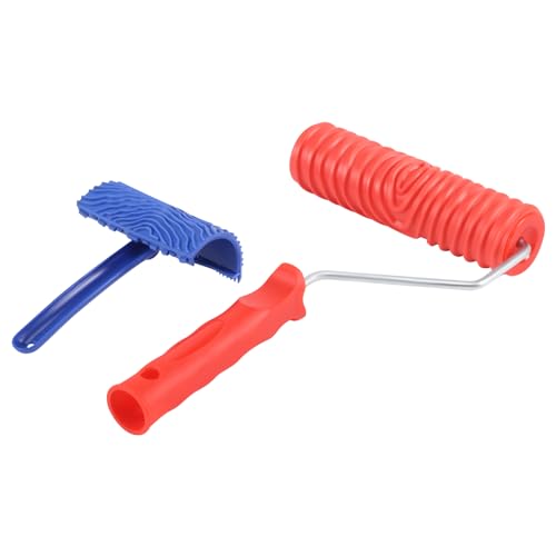Giilayky Ensemble D'Outils de Modèle en Bois D'Imitation Eg300T Rouleau en Caoutchouc de 7 Pouces + Ms16 Outil D'Imitation de Grain de Bois RevêTement de...