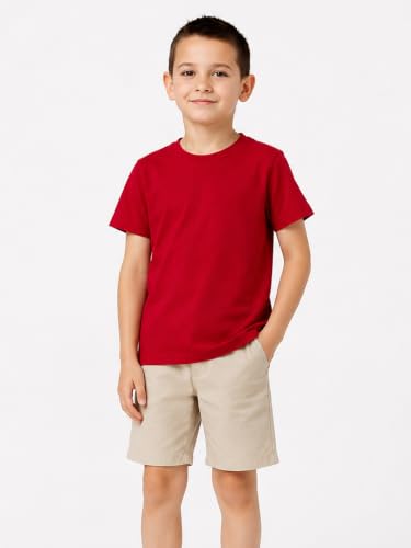 Image of LittleSpring Boys Girls T Shirt Rainbow Striped Cotton Crewneck Tees for Kids Fashion