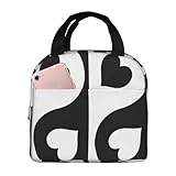 QIOEURYU Bolsos de lona unisex Love Black Diamond Insulated Lunch Bag para mujeres Cooler Thermal Food Box Tote Loncheras portátiles Contenedores Bolsos de mano Regalos clásicos vintage