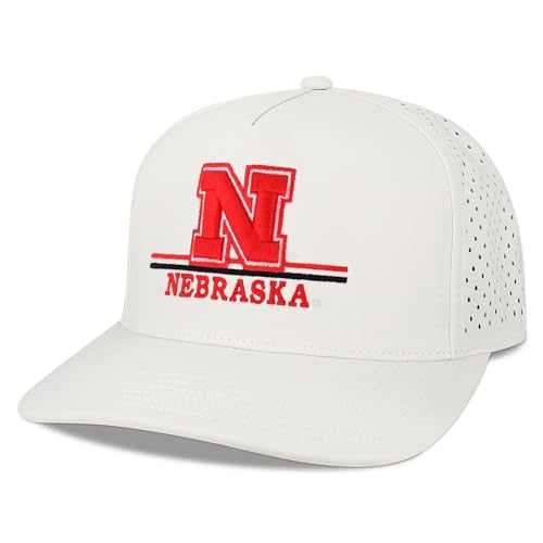 Legacy NCAA Officially Licensed Baseball Hat, Nebraska Cornhuskers, Lightweight Cap for Men & Women, Cut Above Adjustable (Cut), White, One Size Fits Most, Snapback Closure