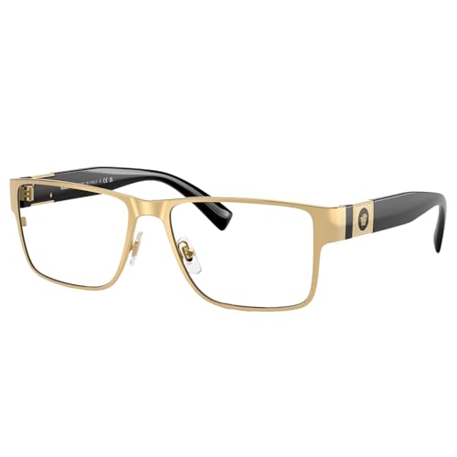 Versace VE 1274 1002 Gold/Black Metal Rectangle Eyeglasses 57mm