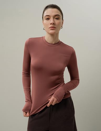 Image of LilySilk Women Silk Breeze Jersey T-Shirt Long Sleeves Slim Fit Tee Ladies Soft and Stretch Round Neck