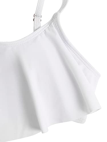 Oyoangle Girl's 2 Pieces Bikini Set Scoop Neck Butterfly Print Sport Summer Swimwear White And Blue 11-12Y #TOP2