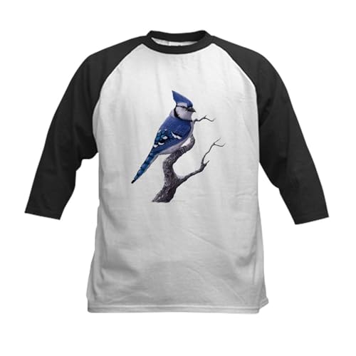 CafePress Blue Jay Bird Kids Baseball T Shirt Kids Cotton Baseball Jersey, 3/4 Raglan Sleeve Shirt