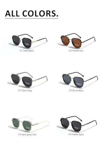 Vintage Polarized Sunglasses, TR90 Frame, Brown Lens, Unisex Square Aviator Style4