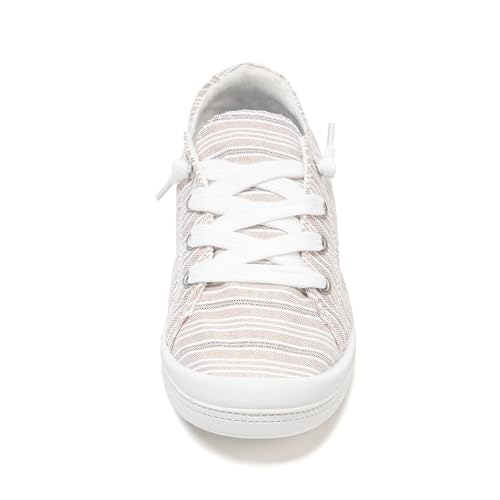 Image of FUNKYMONKEY Slip-On Canvas Sneakers for Women, Comfortable Lightweight Lace-Up Flat Casual Tennis Shoes Breathable Walking Shoes for Everyday Wear