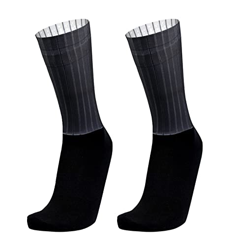 PRIOKNIKO Chaussettes Classiques Homme Chaussettes De Compression Pour Hommes Anti-Slip Silicone Aero White Cycling Sports Running Chaussettes, Noir, Taille Unique 39-45