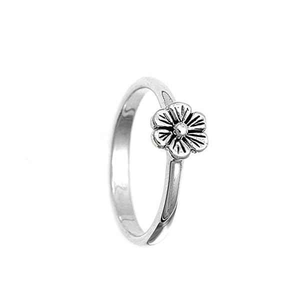 Sterling-Silver-Womens-Simple-Flower-Ring-Unique-925-Band-8mm-New-Sizes-4-12 Sterling Silver Women's Simple Flower Ring Unique 925 Band 8mm New Size 5