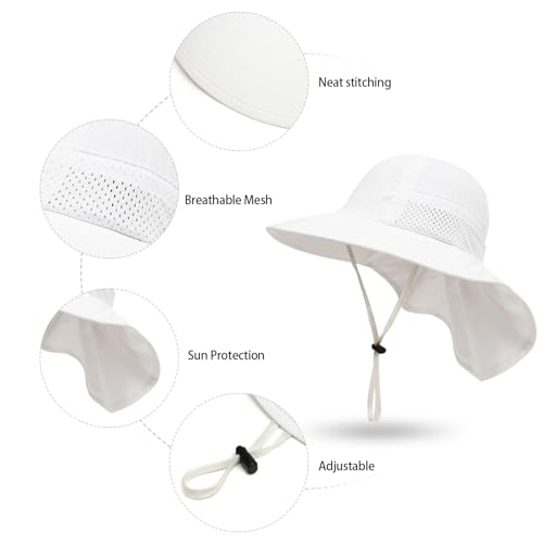 Sombrero de sol para bebé UPF 50+ con ala ancha transpirable y solapa para el cuello 3