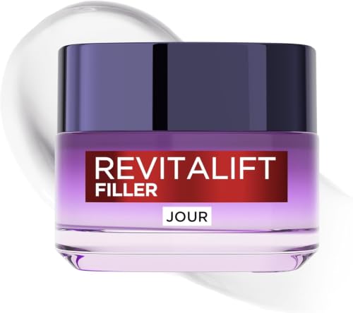 L'Oréal Paris - Soin Anti-Âge Revolumisant - Crème Jour Anti-Rides & Volume - Hydratation & Fermeté - Enrichi en Acide Hyaluronique - Pour Tous Types de Peaux - Revitalift Filler - 50 ml