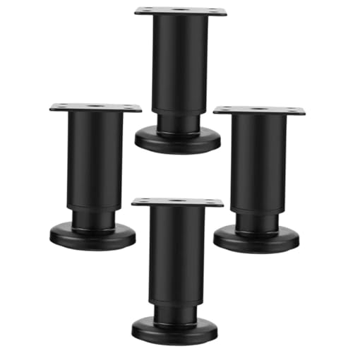 BIUDECO 4 Piezas Patas Ajustables para Muebles Soporte de Repuesto para Camas y Mesas de Unidades Negras Resistentes y Estables