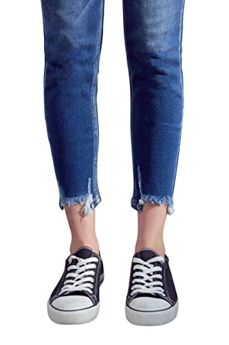 Kan Can Women's Mid Rise Ankle Skinny Jeans (Medium Blue (Rise 9.25"/Inseam 27") KC2508M, 27)4