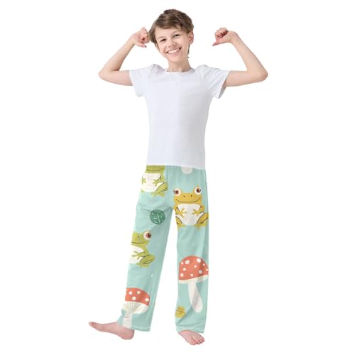 ZZXXB Frog with Mushrooms Boys Long Pants Soft Trousers Elastic Waist Kids Lounge Bottoms with Pockets S-XL3