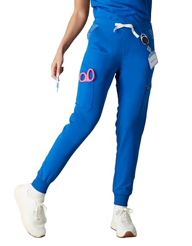 Members Only Women's Valencia Jogger Scrub Pants for Women | Rib Bottom Leg Medical Scrubs | Womens Scrubs | Hospital Scrubs for Women | Black Scrub Pants Woman (Royal Blue, Small)