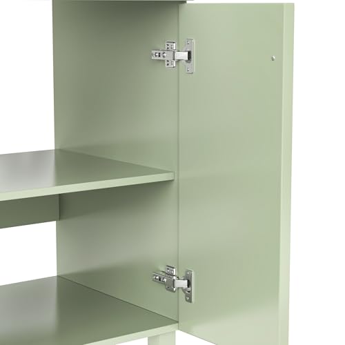 Mueble de lavabo de pie verde de 82 cm con cajones y patas de madera 8
