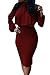 Women's High Neck Cloak Cape Top Bodycon Skirt 2 Pieces Outfit Dress L Red