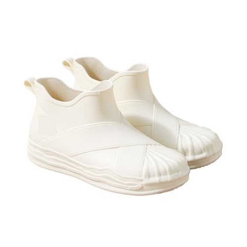 SAGELSHN Botas De Agua Botas De Lluvia Zapatos De Mujer De Goma Impermeables Y Antideslizantes De Tubo Corto For Uso Al Aire Libre Botas De Agua Al Aire Libre(White,38)