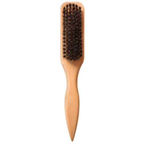 OWIIZI Slick-Back-Haarbürste zum Glätten des Pferdeschwanzes weiche Wildschweinborsten-Styling-Edge-Control-Bürste für glattes Haar Holz-Rattenschwanz-Spitzgriff-Wachsstab für Haare