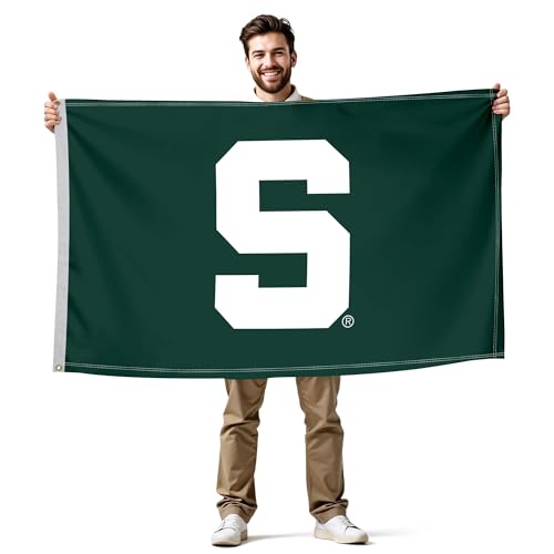 Michigan State Spartans College Sports Printed Flag - NCAA Licensed - Nylon - School Banner (Green White) (3 x 5)