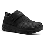 Women's Orthopedic Diabetic Wide Walking Shoes: Flexible Stylish Plantar Fasciitis Swollen Hammer Toes Shoes, Comfortable Casual Arch Support Standing Ankle and Heel Pain Loafers Black Size 9.5