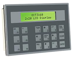 Image of OIT3160-B00 - Alphanumeric Operator Interface Terminal, 2x20 Backlit LCD Display, 6 Programmable Keys, Aluminum, Panel Mounting, 6x4x1.77 inches, 0.75 lbs, NEMA4X /IP65 Rated, Baba - Made in The USA