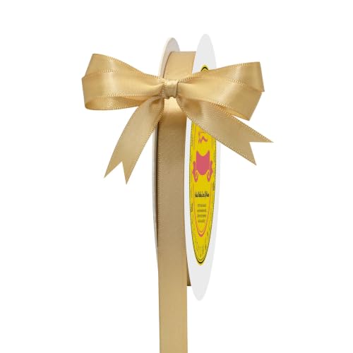 Image of Double Face Gold Satin Ribbon 1 /2 inch X 50 Yards Polyester Gold Ribbon for Gift Wrapping Very Suitable for Weddings Party Hair Bow Invitation Decorations and More
