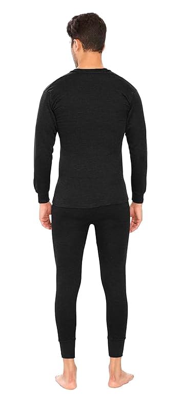 Image of Men's Woolen Themal Wear Set | V-Neck Thermal Top and Lower Set | Slim-Fit Solid Full Sleeve Thermal Set for Men | Skin Friendly Thermal Set
