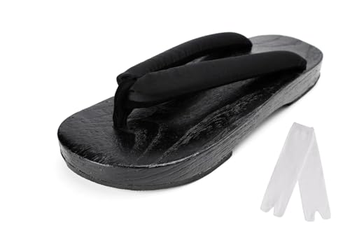 Tradicional japonés Geta sandalias de madera, zapatillas, Negro , 40 EU