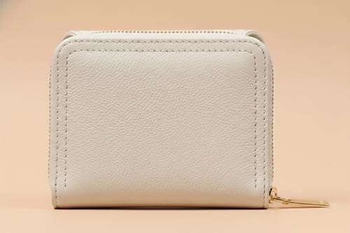 Image of WildHorn Women's Wallet | Premium Vegan Leather Ladies Purse with Zip Coin Pocket & Snap Button | Compact Wallet with Card Slots & ID Window (White)