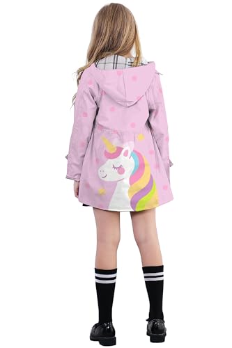 Image of Betusline Girl's Single Breasted Trench Coat Hooded Dress Coat Outerwear, 2-14 Years