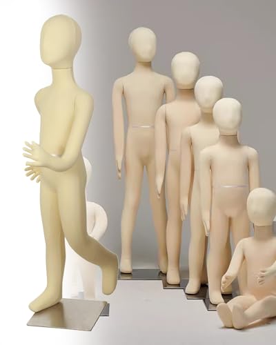 Maniquí Maniquí Suave de Cuerpo Entero para Coser Niño, Maniquí Flexible Ajustable con Forma de Vestido con Base de Metal, 1-13 Años, Escaparate(11-Year-Old)