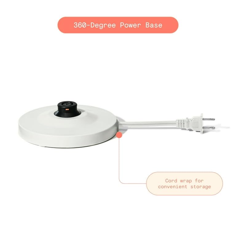 Elegant 1-Liter Electric Gooseneck Kettle | 1200W | White Icing | Perfect Pour-Over Coffee & Tea | Fast Boil Temperature Control | Auto Shut-Off | Drew Barrymore