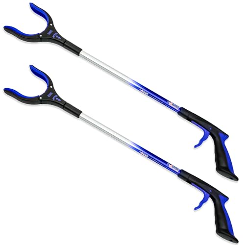 RMS 32" Reacher Grabber (2-Pack) — The most arthritis-friendly grabber: a full-hand trigger and rotating jaw, two to a pack.