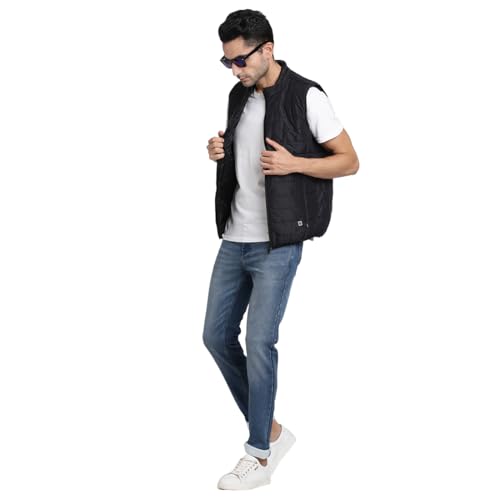Image of Turtle Men Nylon Solid Regular Fit Sleeveless Windcheater Jacket