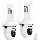FOSCAM Light Bulb Camera, 3K Auto Tracking 360° PTZ Security Cameras Wireless Outdoor Indoor, 1800LM LEDs, Color Night Vision, Motion Detection, Auto Cruise, Works with Alexa/Google Assistant 2PCS