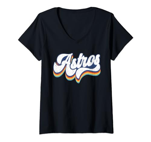 Mujer Vintage Astros Retro Style 70s 80s Primer Nombre Camiseta Cuello V