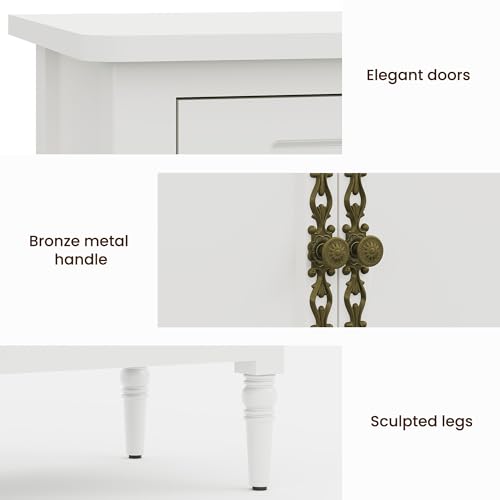 Image of FansaFurn 58'' Large Sideboard Buffet Cabinet with 4 Doors, Modern Credenza Buffet Table for Coffee Bar, Storage Cabinet for Dining Room Living Room, White
