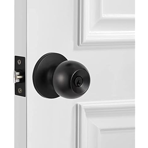 KIAYACI Entry Door Knob with Key for Entry Door Bedroom Bathroom Black Made by Corrosion Resistant Stainless Steel Cover