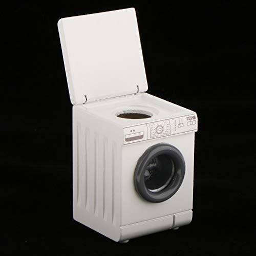 SXFSE Dollhouse Decoration Accessories, 1:12 Dollhouse Miniature Furniture Simulation Household Appliance Model White Drum Washing Machine Accessories for Baby Kids Play Pretend Toy (White)