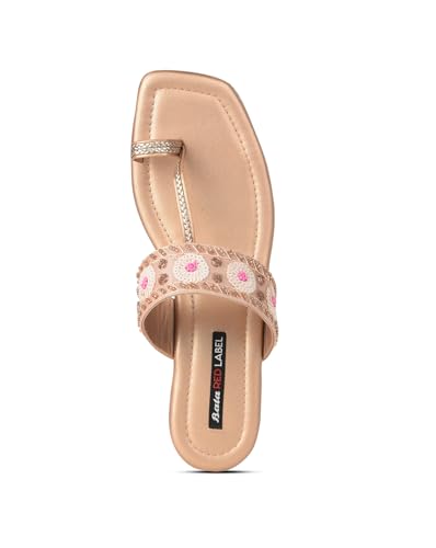 Image of Bata Women Block Heel Toe-Ring Sandal - Gold
