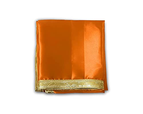 Image of Pooja Cloth for Mandir and Multi Purpose Use (Orange & Black)