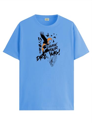 Image of ADRO Men's Cotton Comfort Fit Anime T Shirt - Premium Printed Haikyuu Tshirt - Perfect for Haikyuu Fans Print and Comfortable Fit T-Shirt