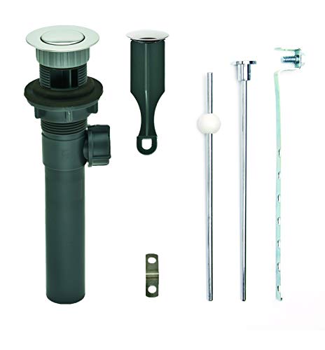 PF WaterWorks PF0735-CH-GR, Gray ABS Body Bathroom Sink/Lavatory Pop-Up Drain with Ball Lift Rod | With Overflow | CUPC Listed, Chrome