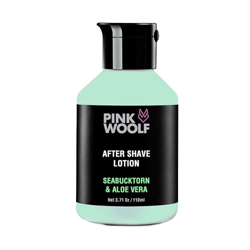 Image of Pink Woolf After Shave Lotion for Men - Seabuckthorn & Aloe Vera | Sensitive Skin Post Shave Care | Razor Burn Relief, Alcohol Free, Hydrating After Shave Moisturizer | 110 ml