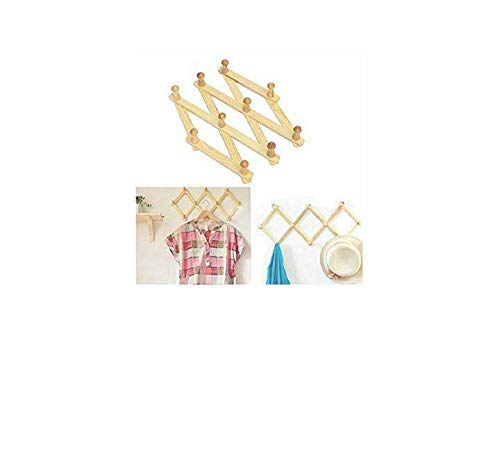 ISKA Wooden Wall Hanger,Wall Hooks,Cloth Hanger,Bag Hanger (Set of 2)