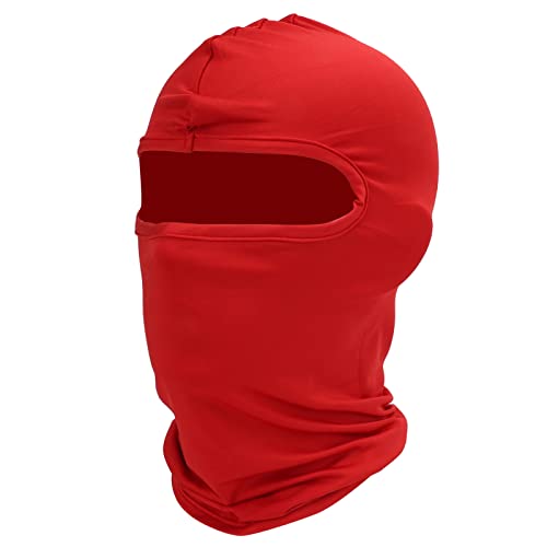 HANHEFLY Motorcycle Helmet Full Face Cover Outdoor Winter Dustproof Cycling Headgear Neck Scarf (Red)