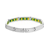 Stainless Steel Link Green & Yellow Beads Orula Babalawo Bracelet 8